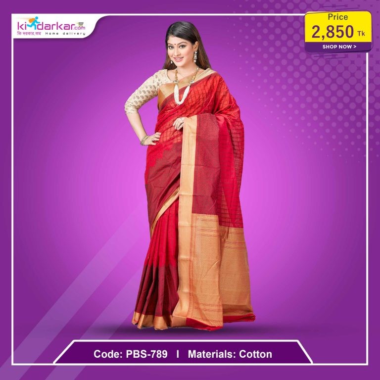 Tangail Pure Cotton Saree ( PBS-789)